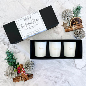 Engraved Christmas Votive gift box  - Peace, Joy and Love