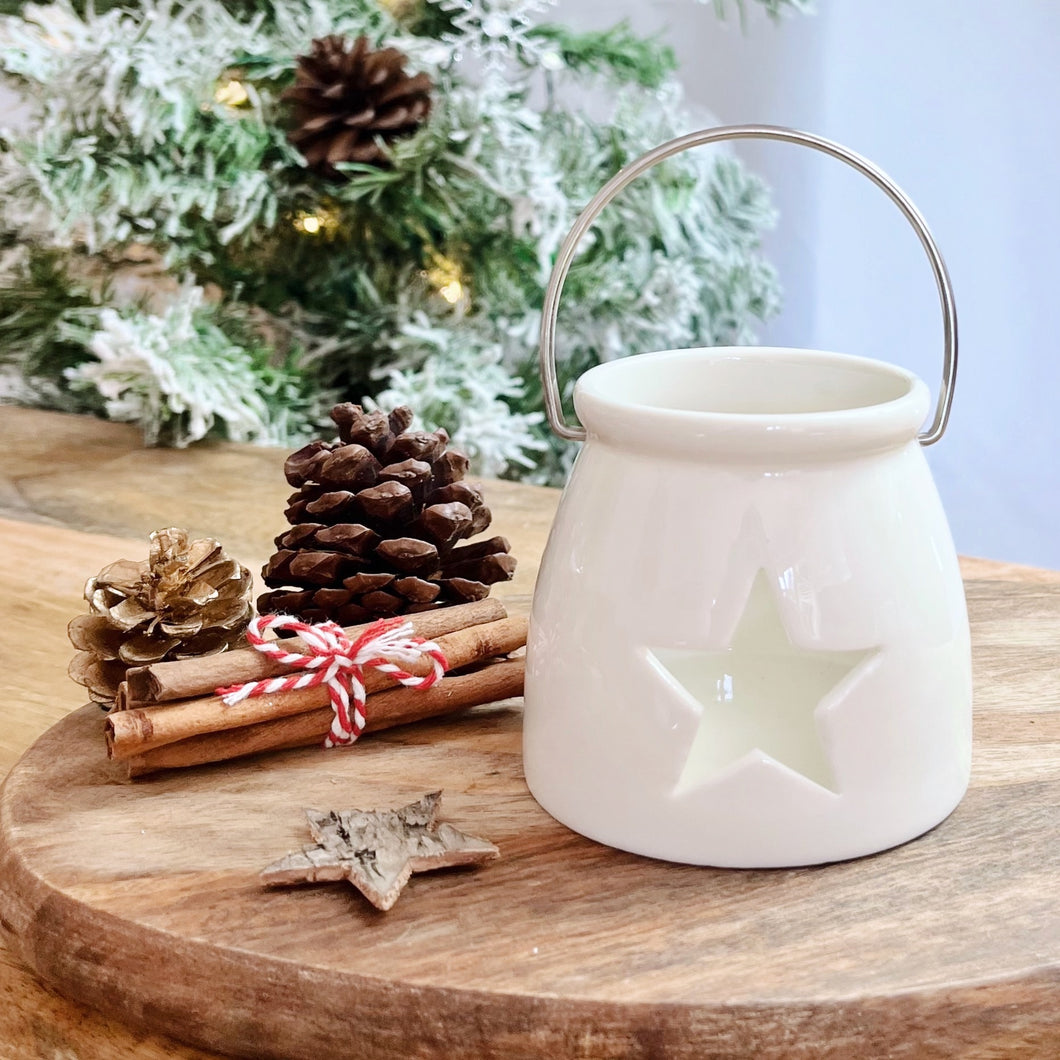 Small White Ceramic Star Lantern